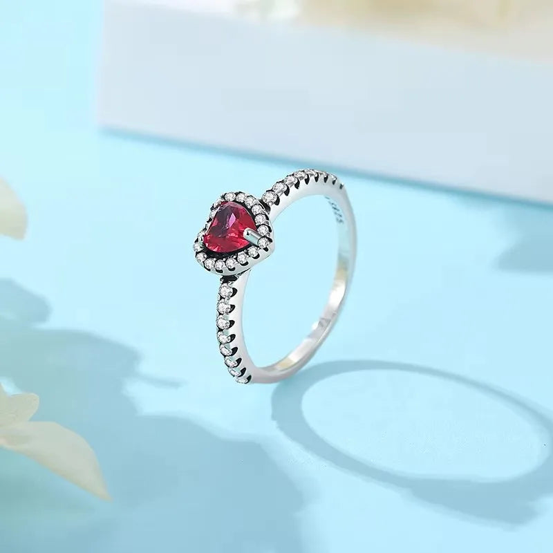 Tamaño europeo 6 7 8 9 anillos rojos, blancos y rosas para mujer, anillo de cristal de boda Original, accesorios de joyería de lujo, joyería de moda