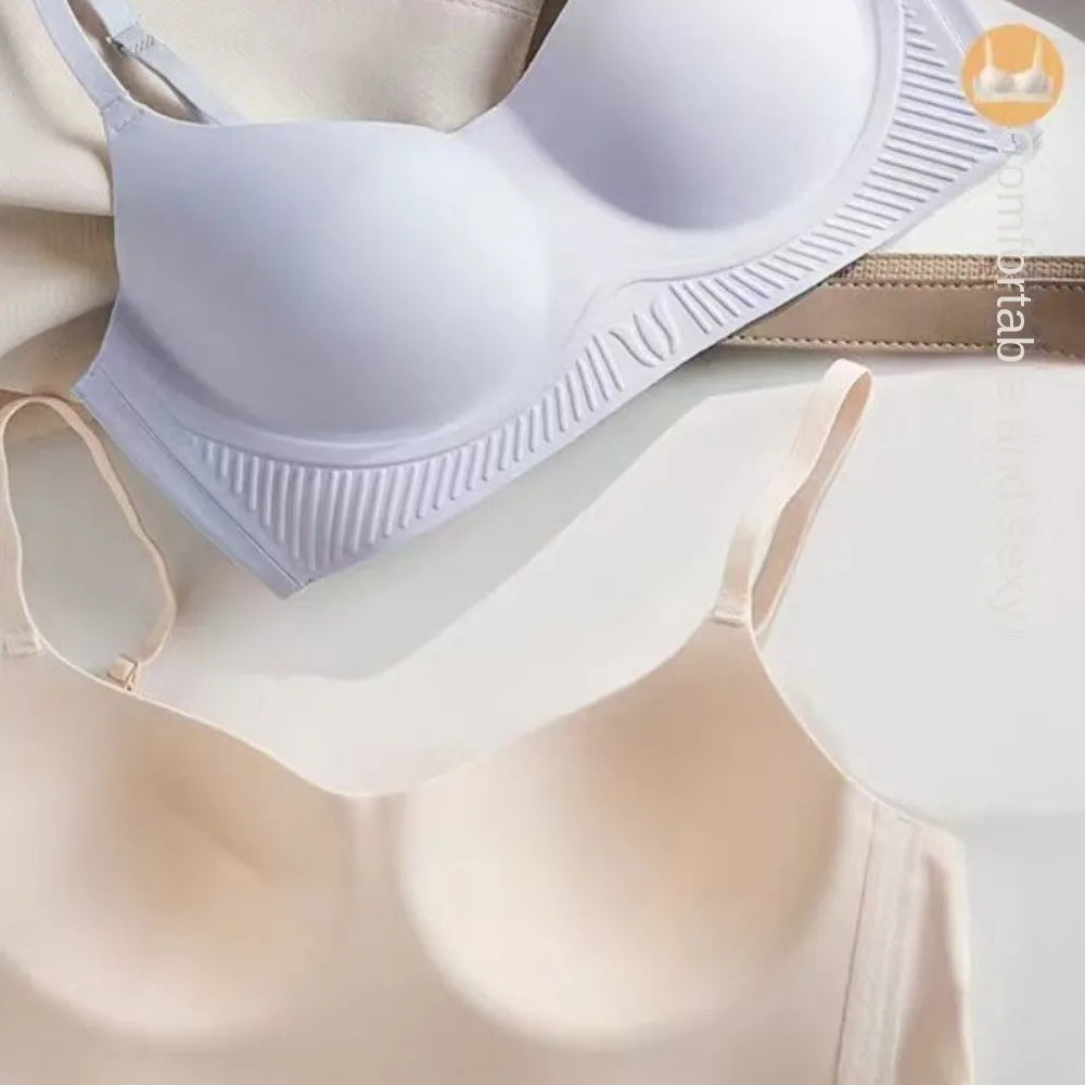 Sujetador suave sin costuras con escote en V profundo para mujer, sostén antiflacidez a prueba de golpes, sin rastro, parte de atrás bonita, ropa interior push-up