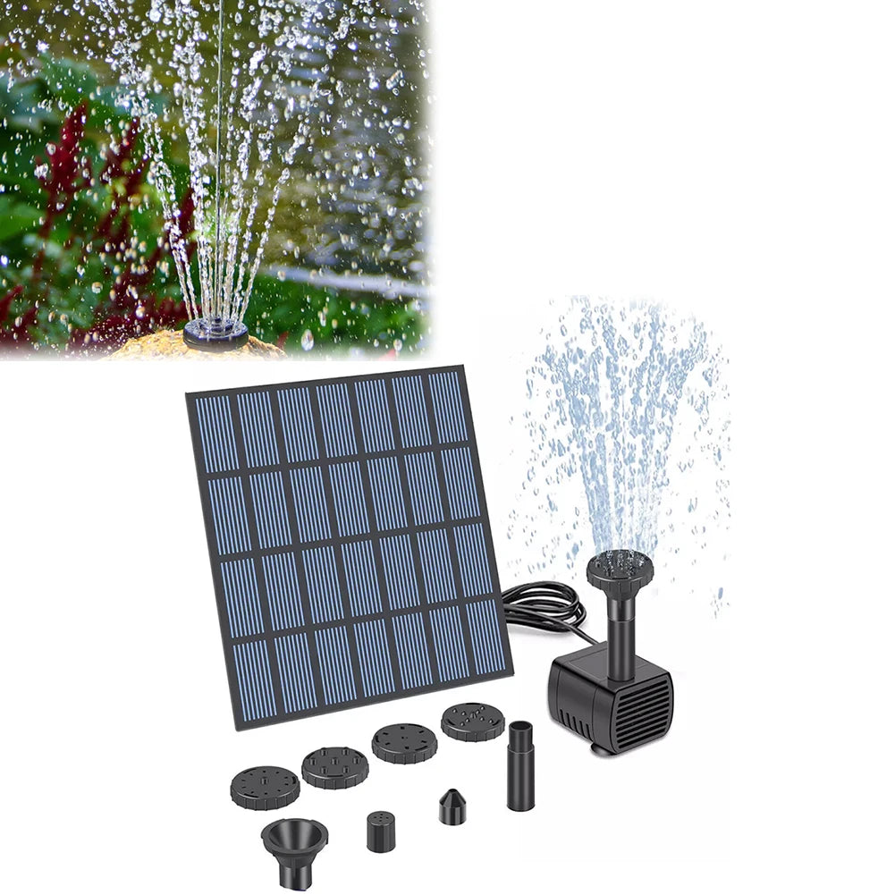 Bomba de fuente de agua Solar con boquillas, Kit de bomba de estanque de fuente Solar, Kit de bomba de agua Solar para jardín, piscina, estanque, fuente de acuario