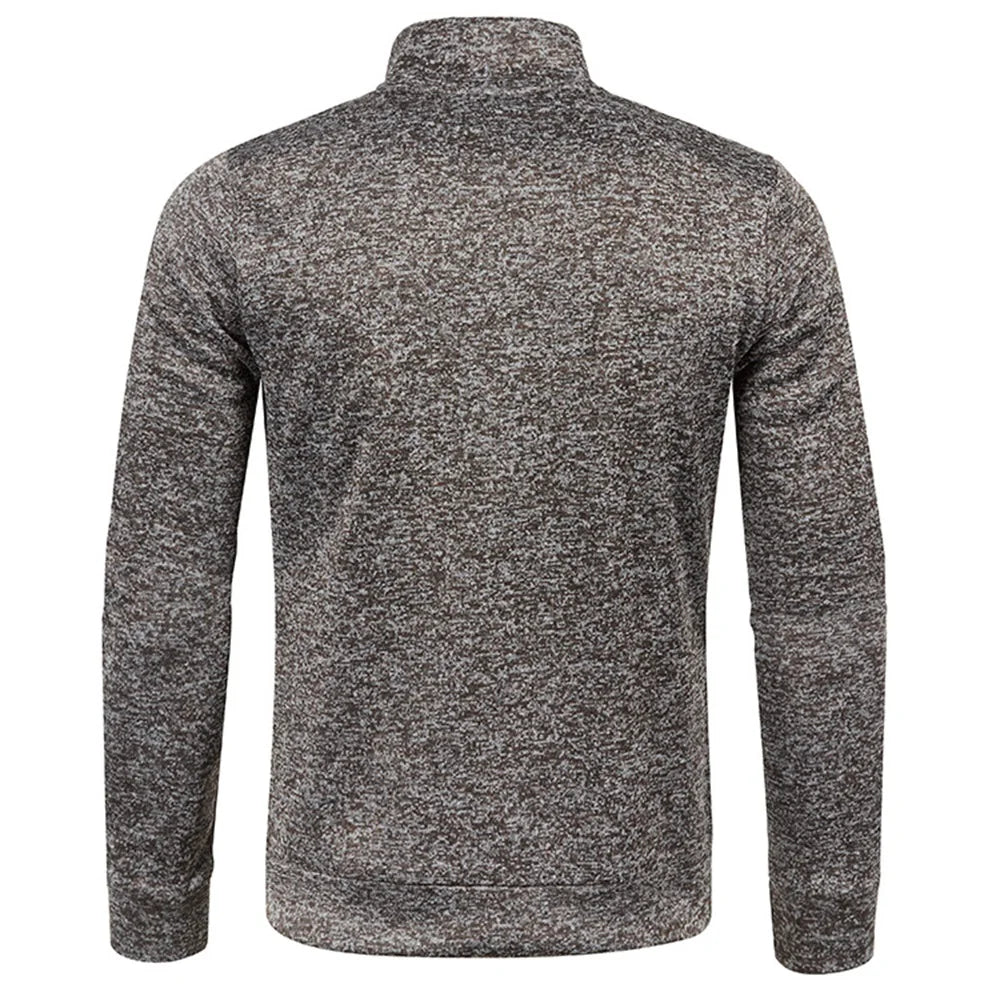 Jersey para hombre, sudaderas más gruesas, jersey con media cremallera para hombre, sudadera con capucha para hombre, suéteres de cuello alto de Color sólido de otoño