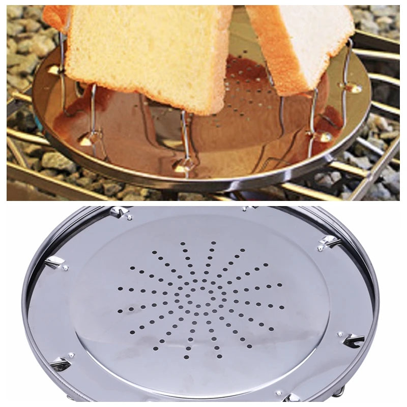 Rejilla para tostadora, Simple, portátil, multifuncional, de acero inoxidable, suministros de viaje para acampar al aire libre, estufa multiusos plegable, parrilla