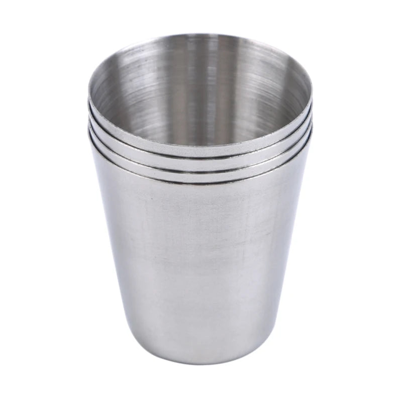 4/6 Uds tazas de acero inoxidable Mini vaso de chupito taza de cerveza taza de vino de Metal vaso de café tazas de té y leche Camping senderismo juego de tazas portátiles