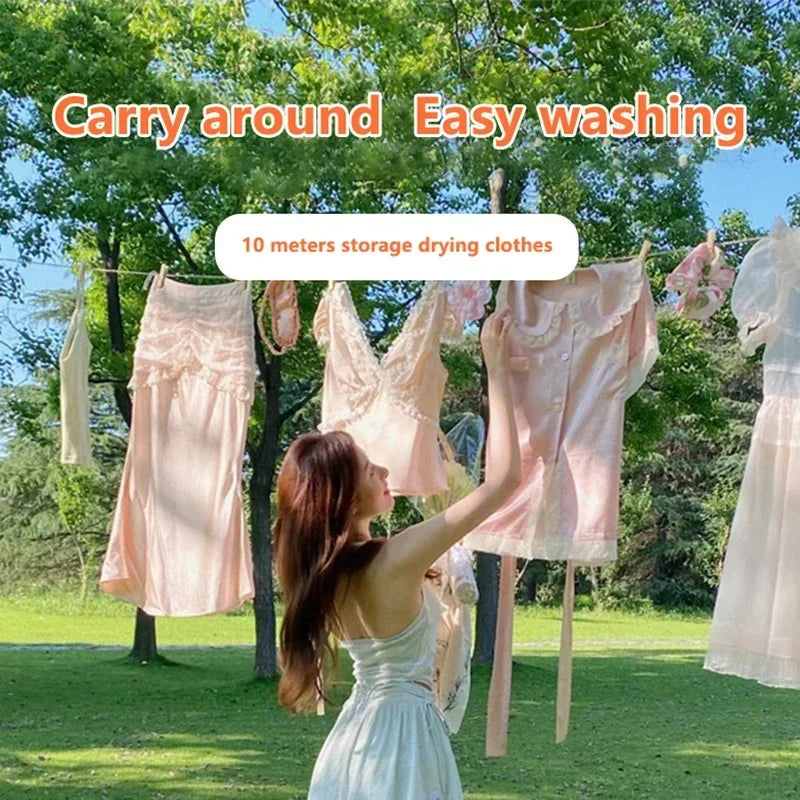1 Uds. Tendedero de 10M cuerda de secado de ropa para exteriores cuerda retráctil antideslizante a prueba de viento para accesorios de Camping de Hotel