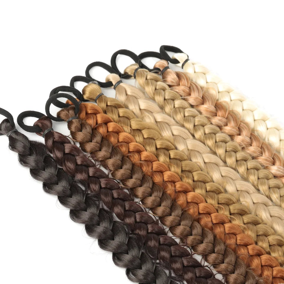 Extensiones de cabello de cola de caballo trenzadas de largo sintético de 24 pulgadas para mujer, accesorios para el cabello de fibra de alta temperatura
