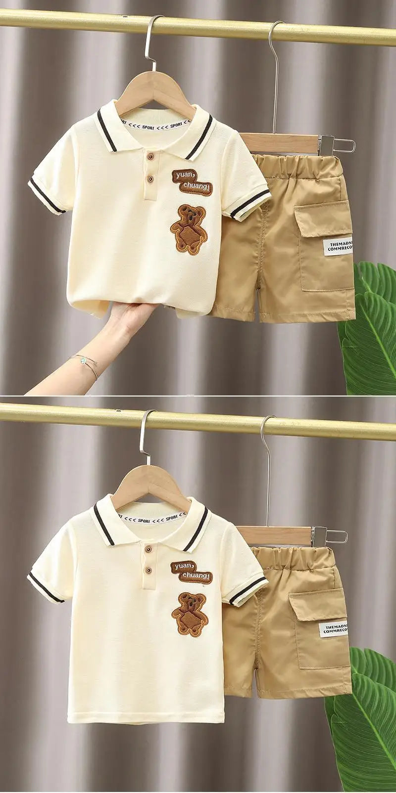 1Set Boys Girls Leisure Set Fashion Children Short Sleeve Shorts Sets Summer Kids Clothes Baby Tee Pants Solid Color Tracksuits