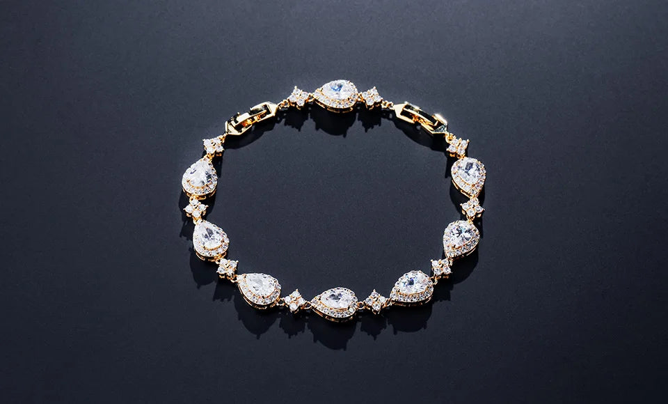 ZAKOL clásico geométrico gota de agua CZ pulsera para mujer nupcial hermosa Buling circón fiesta boda joyerÃa