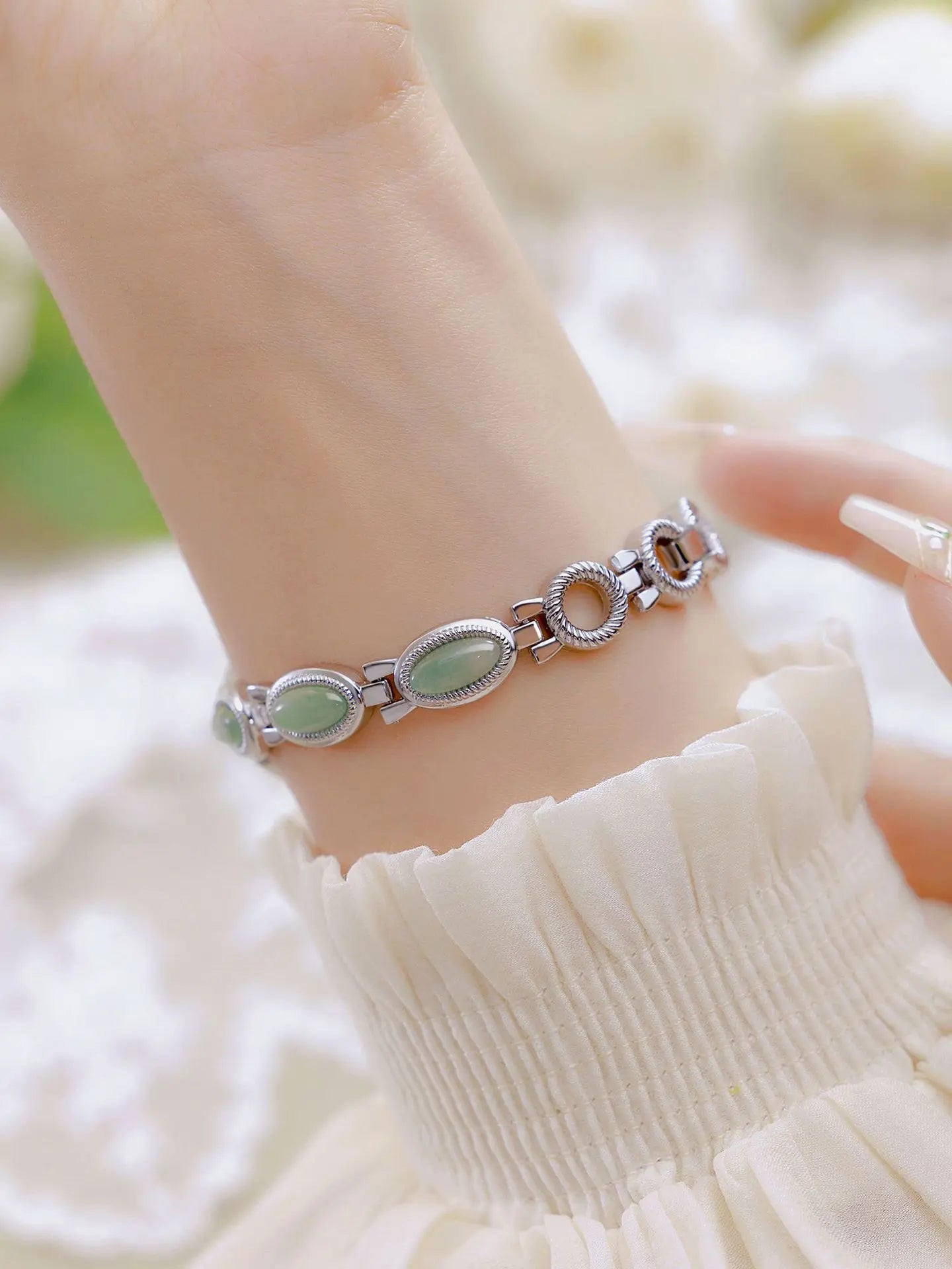 Reloj UTHAI para mujer, pulsera para mujer, marca de lujo, resistente al agua, piedra Dongling Natural Retro, Jade Hotan, relojes de cadena avanzados, regalo