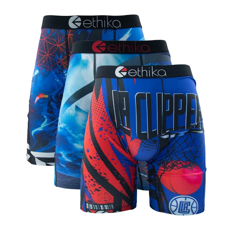 ETHIKA, 3 uds., ropa interior Sexy para hombre, Boxers, calzoncillos transpirables para hombre, calzoncillos de talla grande S-3XL, bañadores para hombre, bragas para hombre, lencería, calzoncillos Boxer