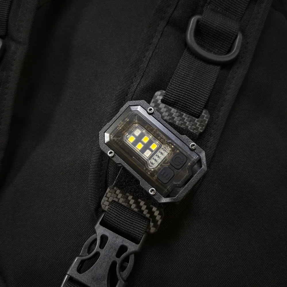 Linterna táctica EDC portátil Mini luz o placa de bucle de gancho Camping senderismo luz intermitente de seguridad para correa de mochila de 25mm