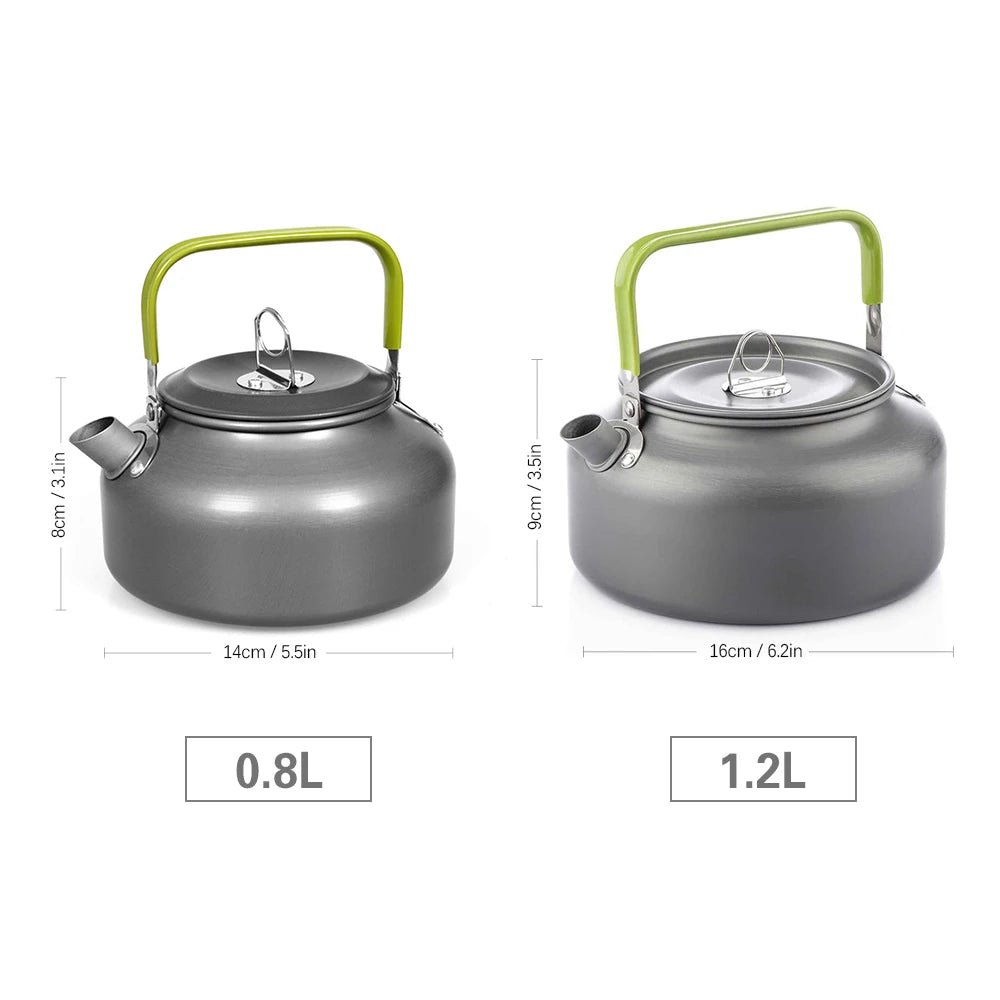 Tetera de agua portátil de 1,6l, tetera de agua, cafetera, tetera de té de aleación de aluminio para interiores, para acampar al aire libre, senderismo, Picnic