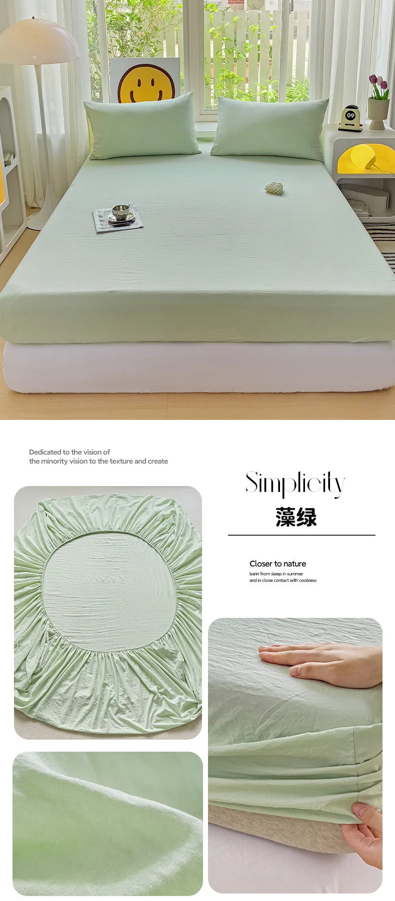 Sábana bajera de algodón lavada con bandas elásticas, funda de colchón ajustable antideslizante para cama doble King Queen 90x200 150x200 180