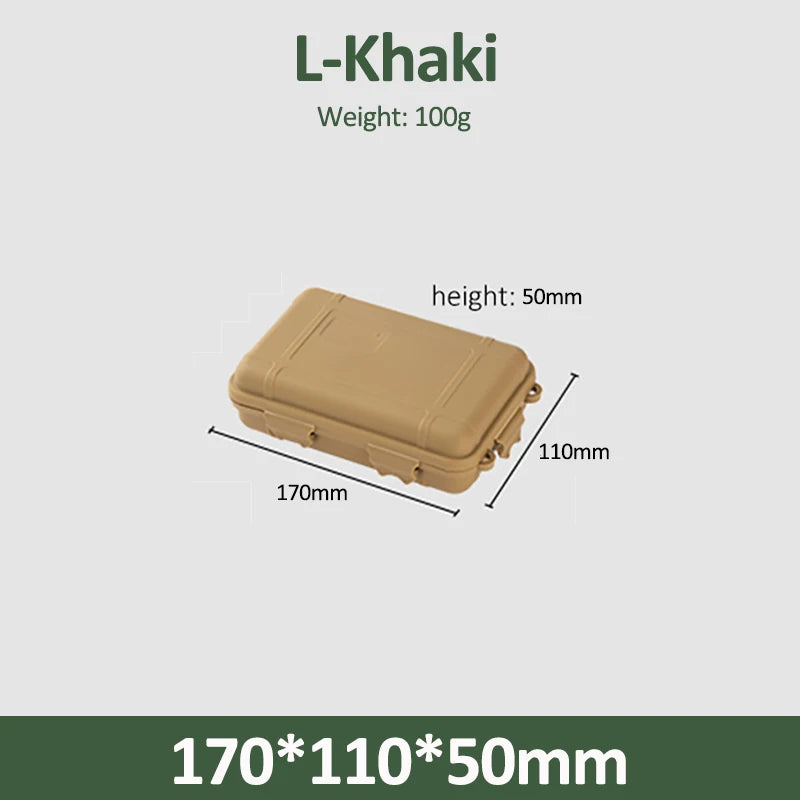 Caja de supervivencia sellada impermeable de plástico para exteriores, contenedor para acampar, caja de almacenamiento de viaje al aire libre, bolsa de aparejos de pesca, tamaño S/L/XL