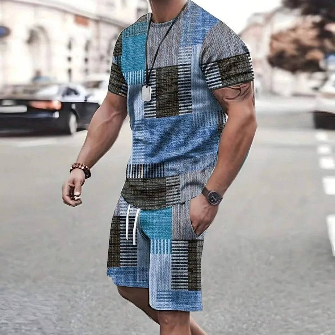 2025 Moda nuevos pantalones cortos deportivos para hombres Camiseta de manga corta estilo pantalones cortos casuales conjunto Retro fresco transpirable y conjunto de dos piezas