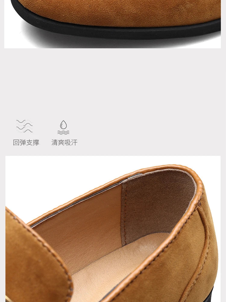 Zapatos de vestir para hombre, mocasines formales de diseñador, zapatos de cuero de gamuza, mocasines de trabajo Social y negocios, boda