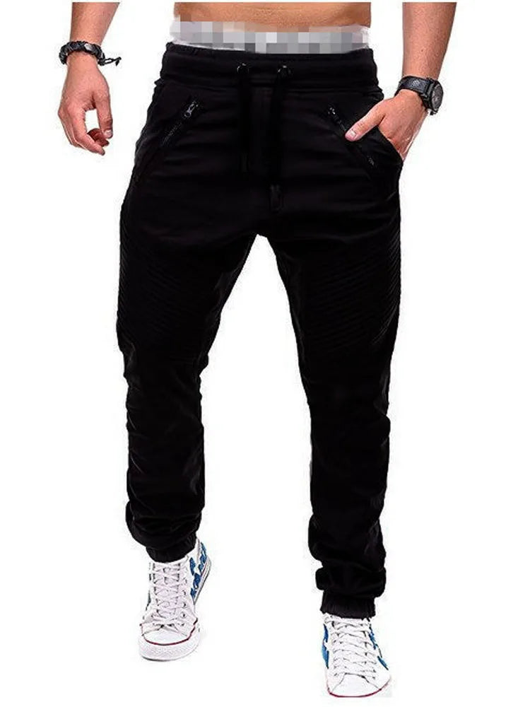 Pantalones largos de tubo con bolsillo para hombre, pantalones bombachos a rayas informales ajustados con cordón y cintura elástica baja para verano, BSD-8812