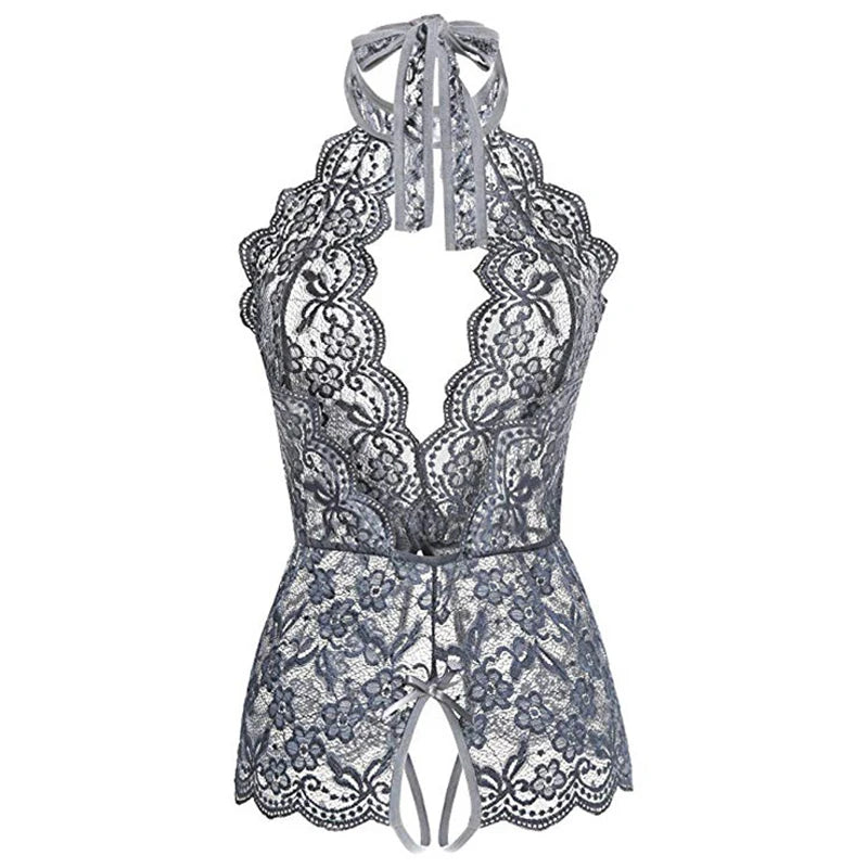 LencerÃa erótica para mujer, Body de peluche transparente de encaje, disfraz Porno para mujer, escote en V profundo, entrepierna abierta, muñeca bebé, falda Sexy, ropa interior