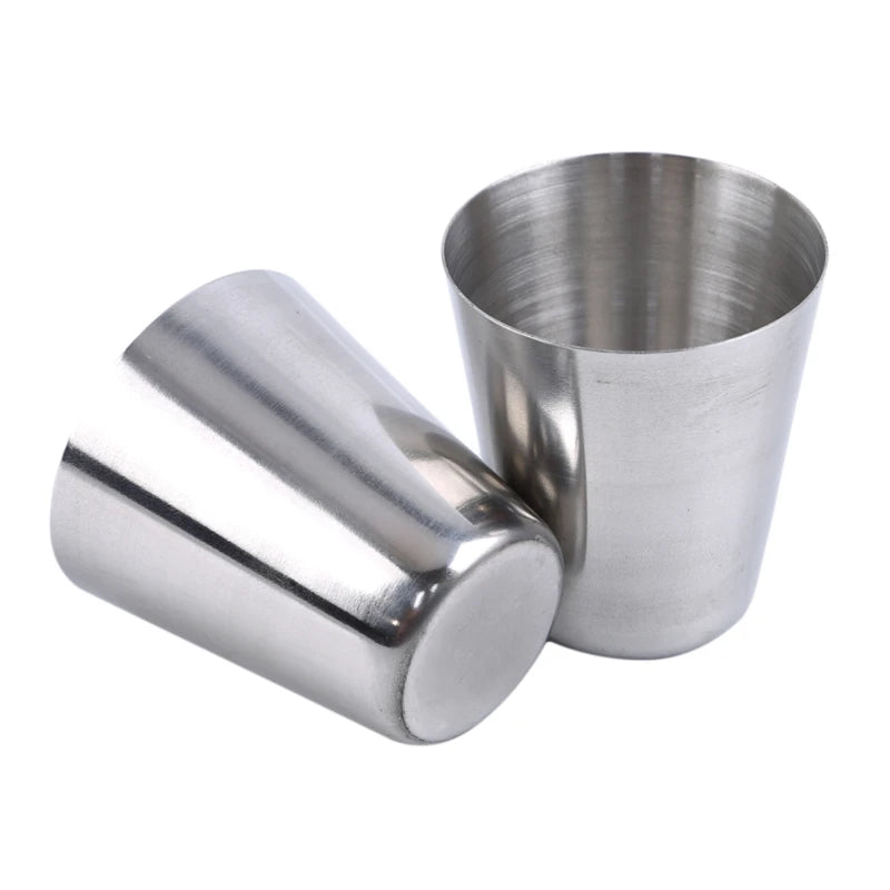 4/6 Uds tazas de acero inoxidable Mini vaso de chupito taza de cerveza taza de vino de Metal vaso de café tazas de té y leche Camping senderismo juego de tazas portátiles