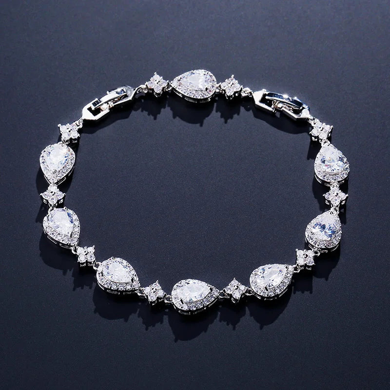 ZAKOL clásico geométrico gota de agua CZ pulsera para mujer nupcial hermosa Buling circón fiesta boda joyerÃa