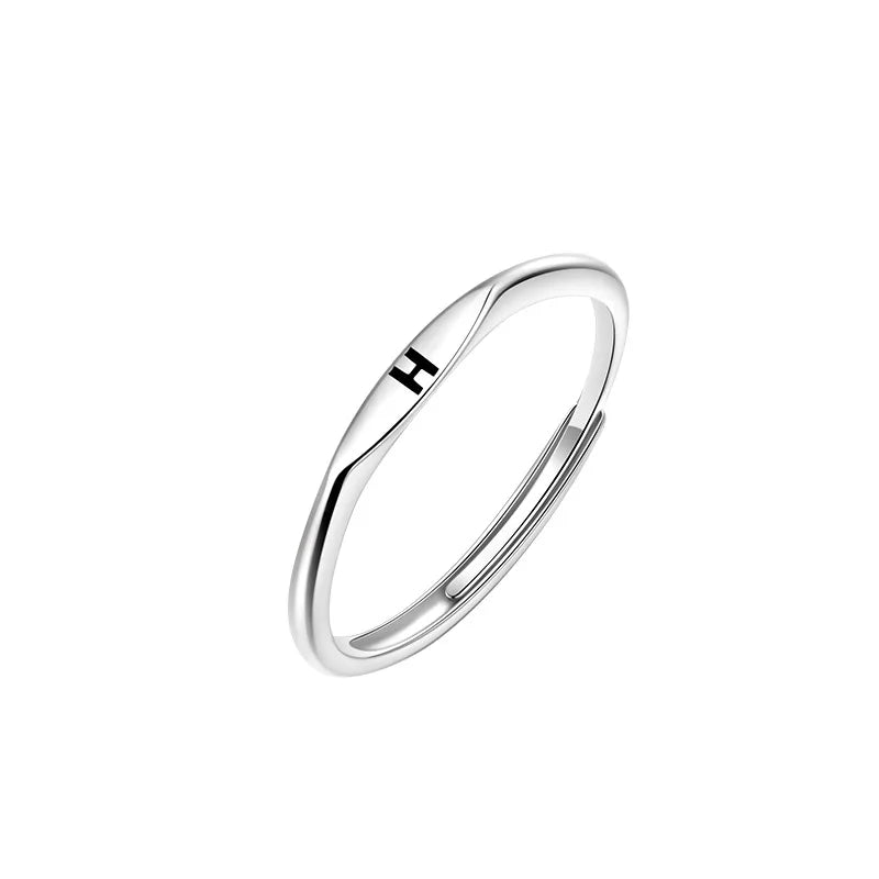 Anillo de Plata de Ley 925 con alfabeto inglés, anillo con inicial de nombre personalizado de estilo Simple, regalo de cumpleaños, joyería fina para mujer
