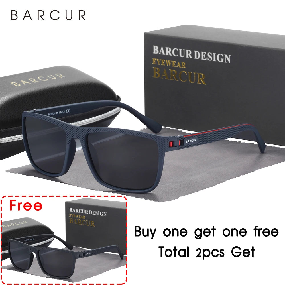 BARCUR-gafas de sol polarizadas TR90 para hombre y mujer, lentes deportivas ligeras, accesorio de protección UVAB