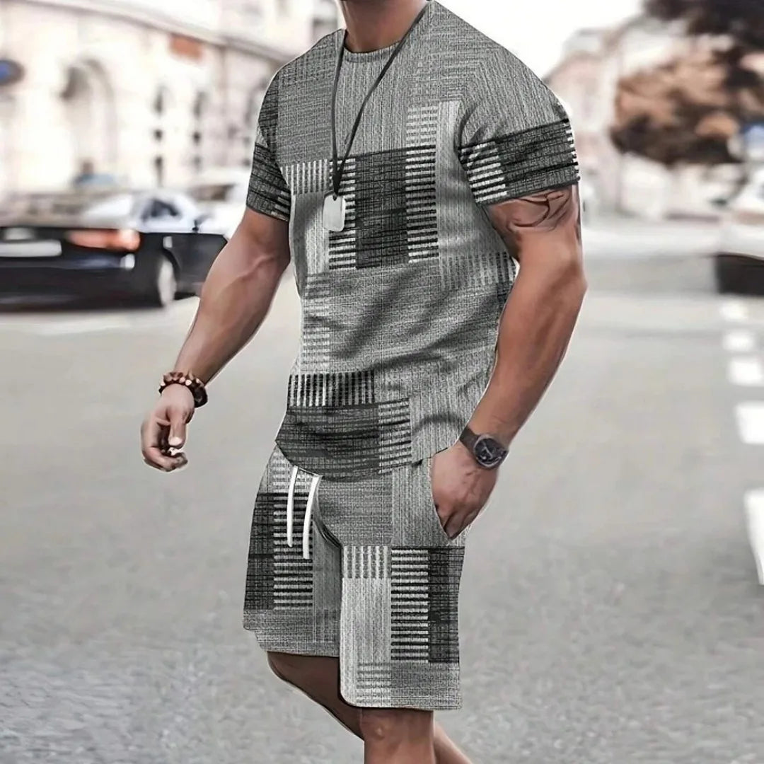 2025 Moda nuevos pantalones cortos deportivos para hombres Camiseta de manga corta estilo pantalones cortos casuales conjunto Retro fresco transpirable y conjunto de dos piezas