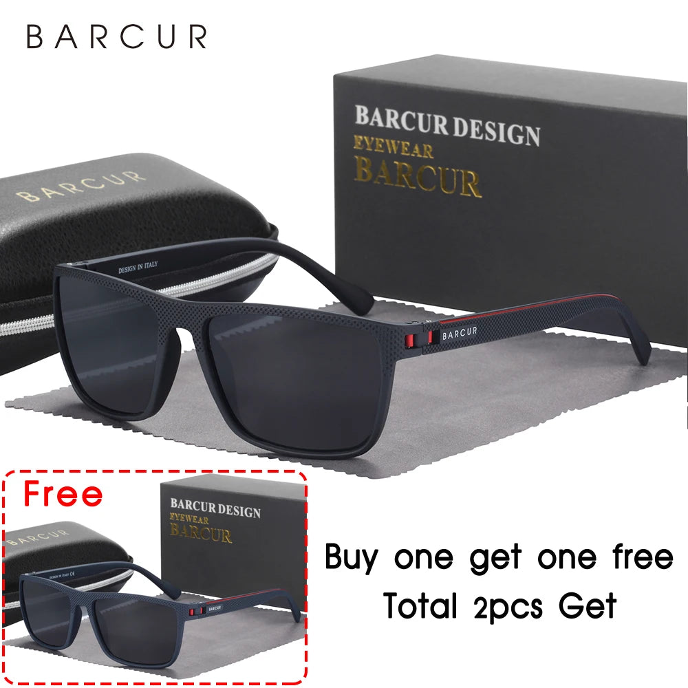 BARCUR-gafas de sol polarizadas TR90 para hombre y mujer, lentes deportivas ligeras, accesorio de protección UVAB