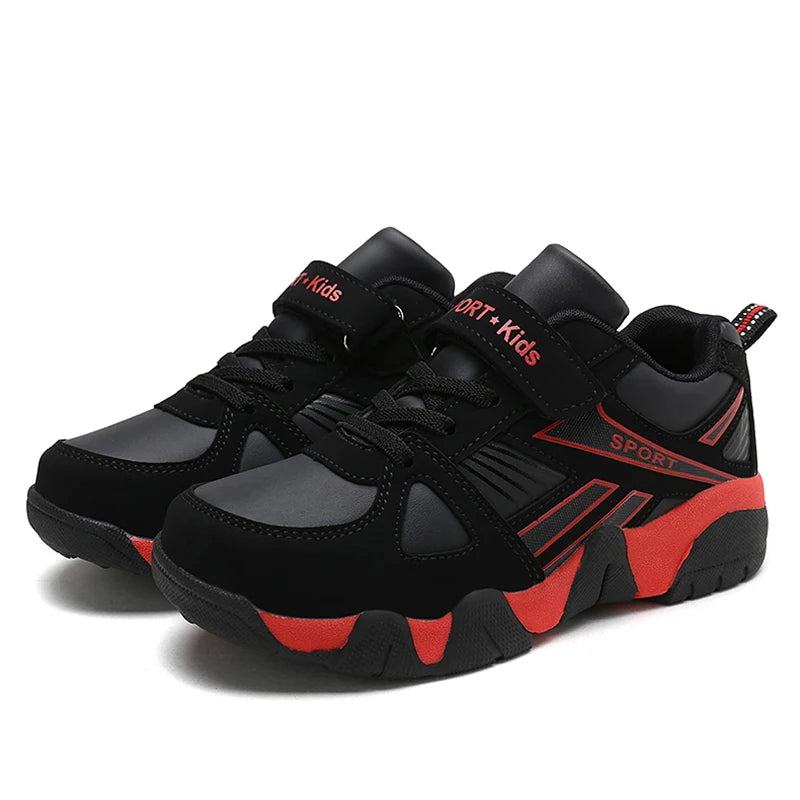 Zapatos para niños, zapatillas deportivas escolares de cuero de moda para niños, tenis, informales, para caminar, correr, antideslizantes, talla 28-39