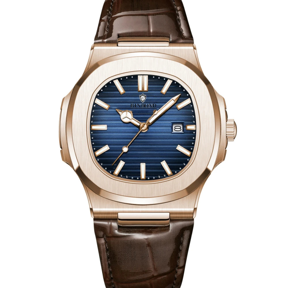 Nuevo Reloj informal de negocios de oro rosa, Reloj de lujo para Hombre, relojes automáticos, relojes de pulsera de cuarzo de alta moda para Hombre, regalos, Reloj para Hombre
