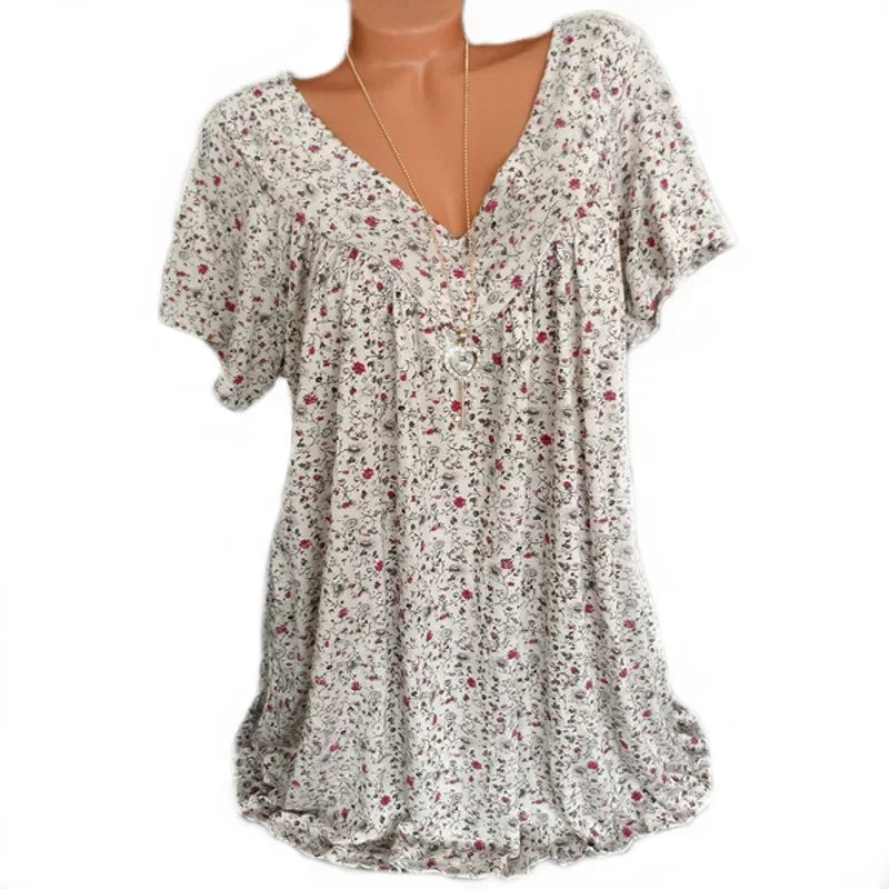 Camiseta holgada sin mangas para mujer, ropa de dormir de casa con cuello en V, Tops con estampado Floral, camisetas informales sexys a la moda para mujer