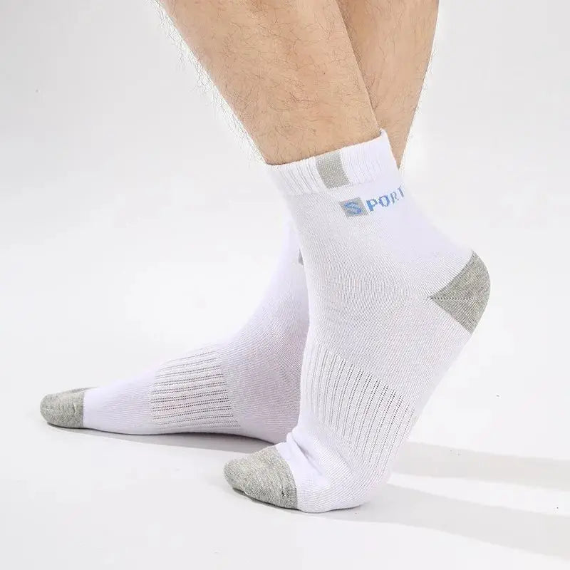 5 pares de calcetines de algodón para hombre, zapatillas deportivas transpirables suaves con letras a la moda, medias de tubo medio de alta elasticidad, toalla Sox de verano