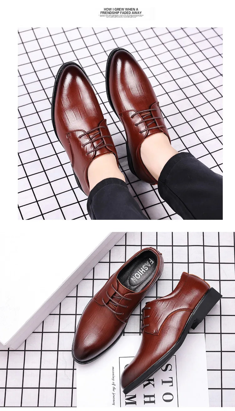 Zapatos de vestir de cuero para hombre, zapatos formales sociales para hombre, zapatos informales de negocios con punta estrecha, zapatos de diseñador de fiesta de lujo para hombre
