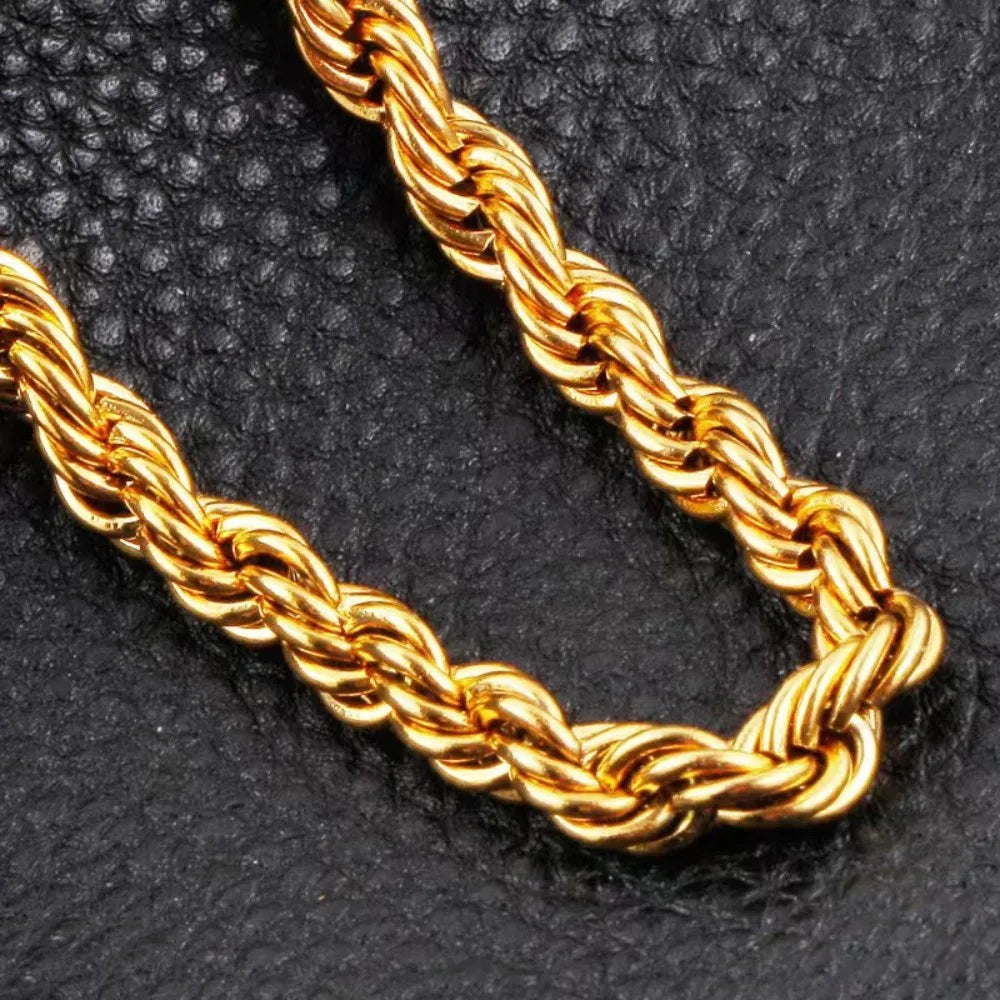 Noble 18-24 pulgadas 45-60cm 18K oro 4mm cuerda redonda collar de cadena para mujer hombre niño boda fiesta encanto joyería