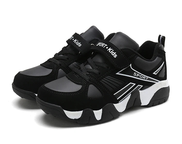 Zapatos para niños, zapatillas deportivas escolares de cuero de moda para niños, tenis, informales, para caminar, correr, antideslizantes, talla 28-39
