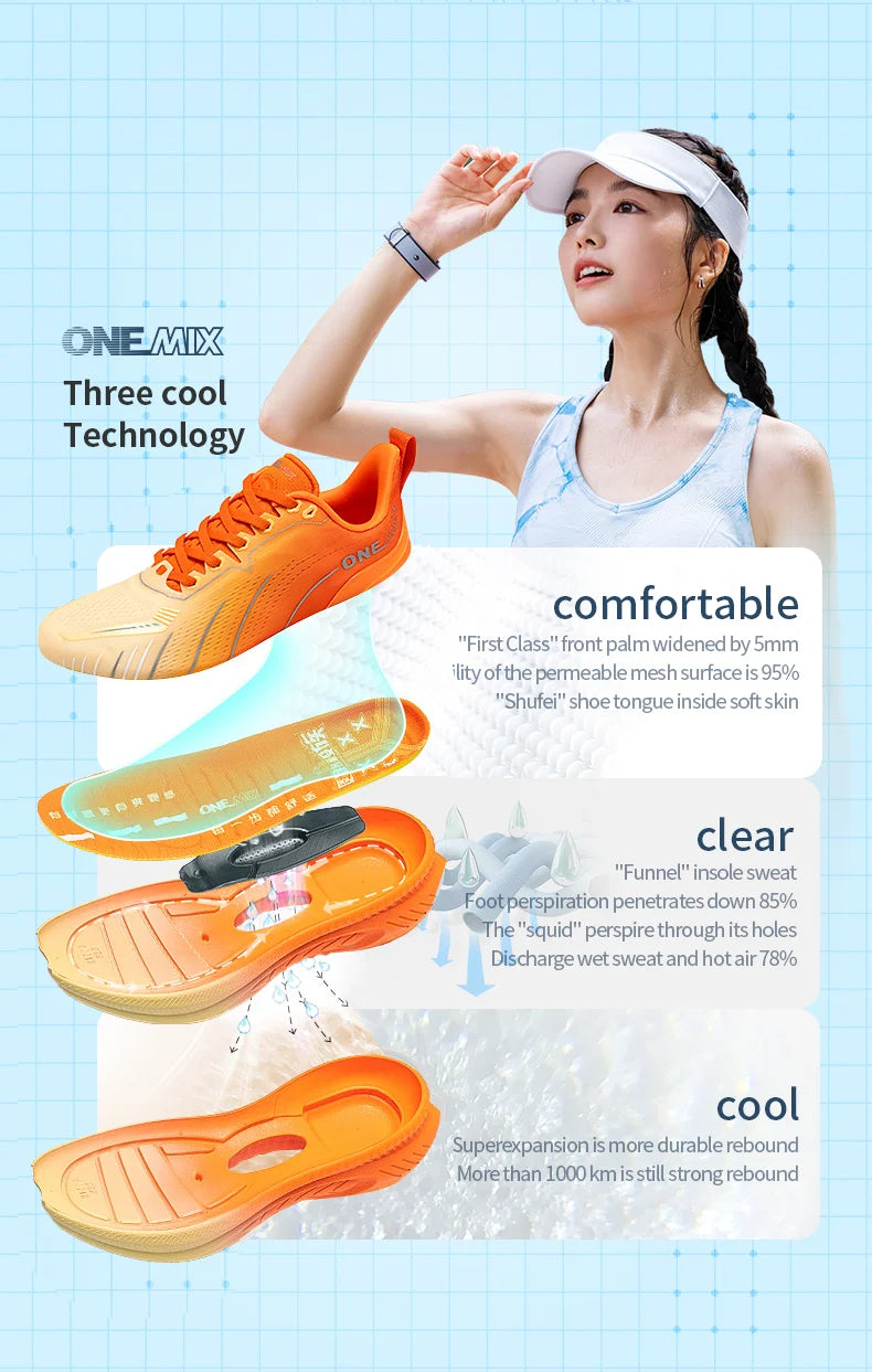 ¡Novedad de ONEMIX! Zapatillas de correr para hombre, zapatillas deportivas antideslizantes para mujer