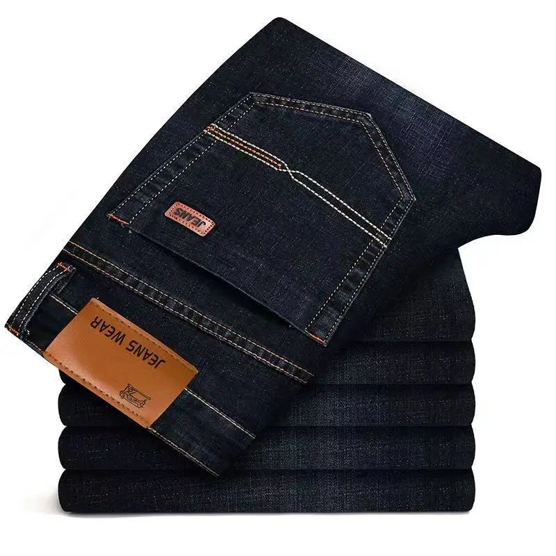 2025New hombres pantalones vaqueros elásticos hombre clásico elasticidad pantalones vaqueros de negocios hombres moda cómoda sólido delgado recto pantalones vaqueros largos