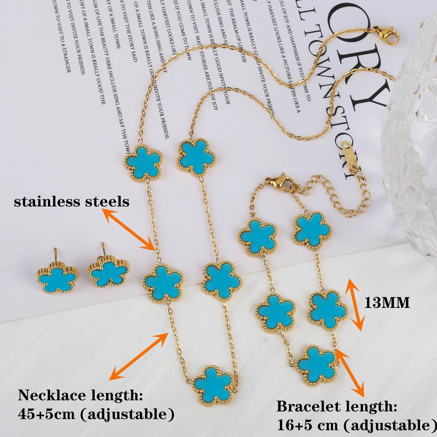 Pulsera clásica de acero inoxidable para mujer, brazalete ajustable de cinco flores, joyerÃa de fiesta a la moda, regalos de trébol