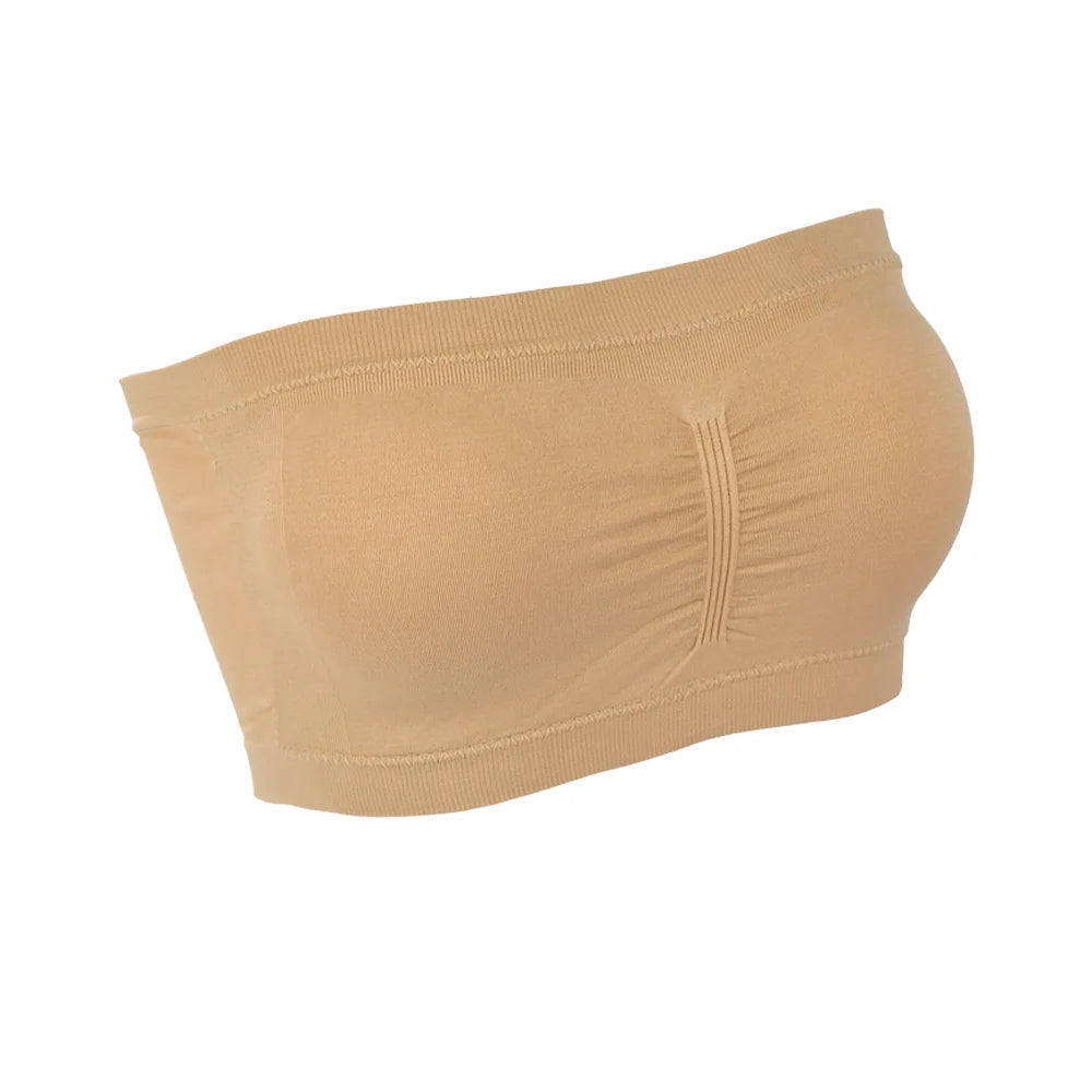 Nuevo sujetador sin tirantes para mujer con cojín para el pecho desmontable de talla grande Top elástico sin costuras para exteriores sin tirantes S-6XL