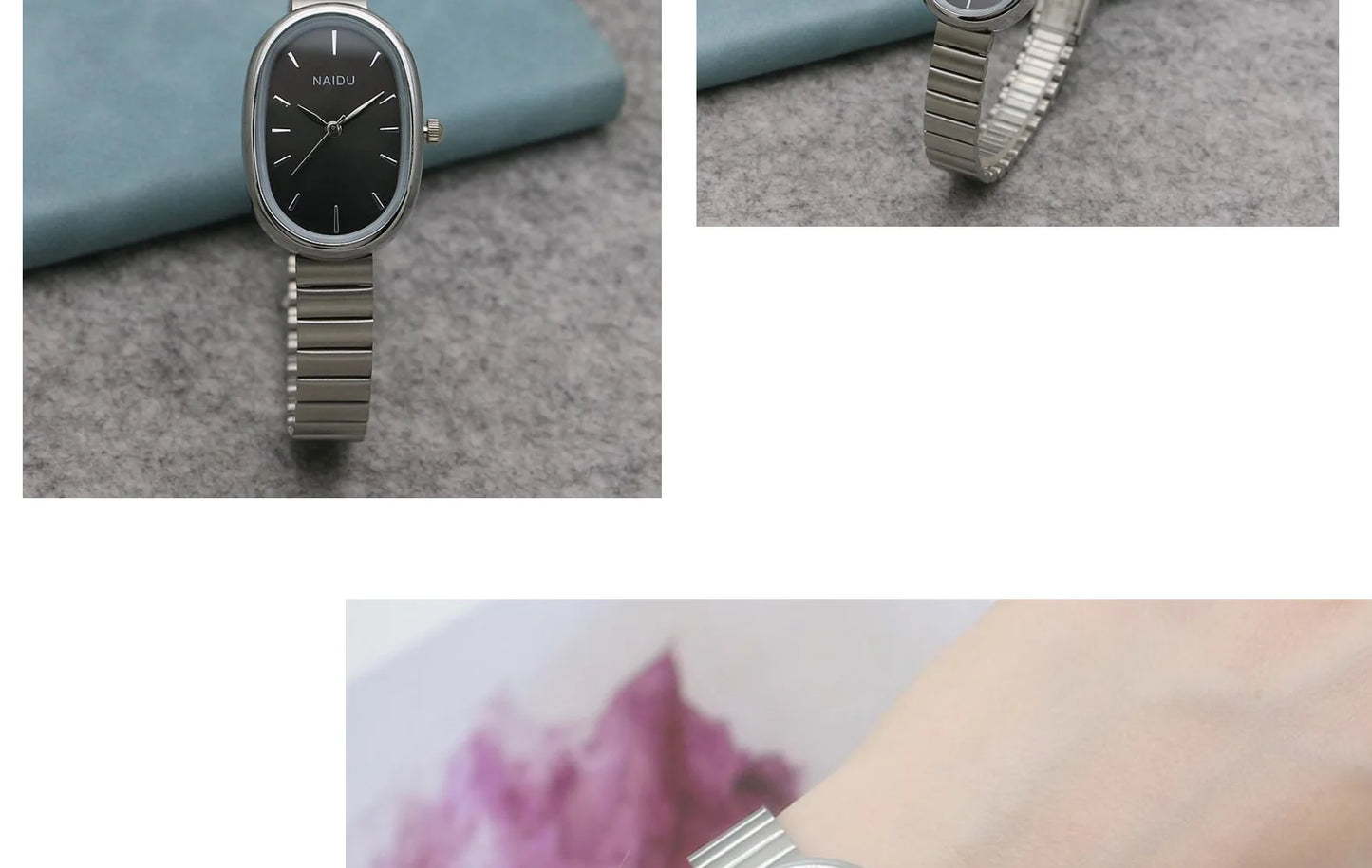Reloj de cuarzo ovalado con esfera pequeña para mujer, correa de bambú de acero inoxidable, reloj de pulsera de regalo de lujo a la moda para estudiantes y niñas, envío directo