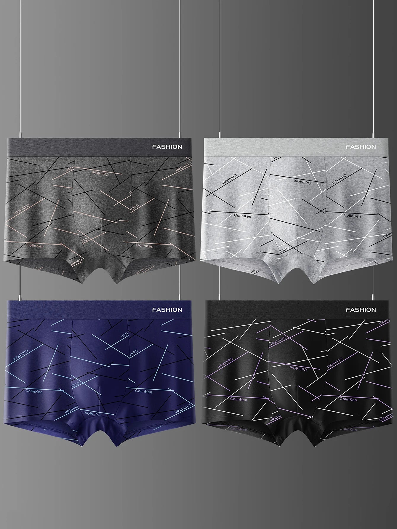 Calzoncillos bóxer de alta elasticidad para hombre, ropa interior deportiva suave y transpirable, tendencia de moda, 4 piezas