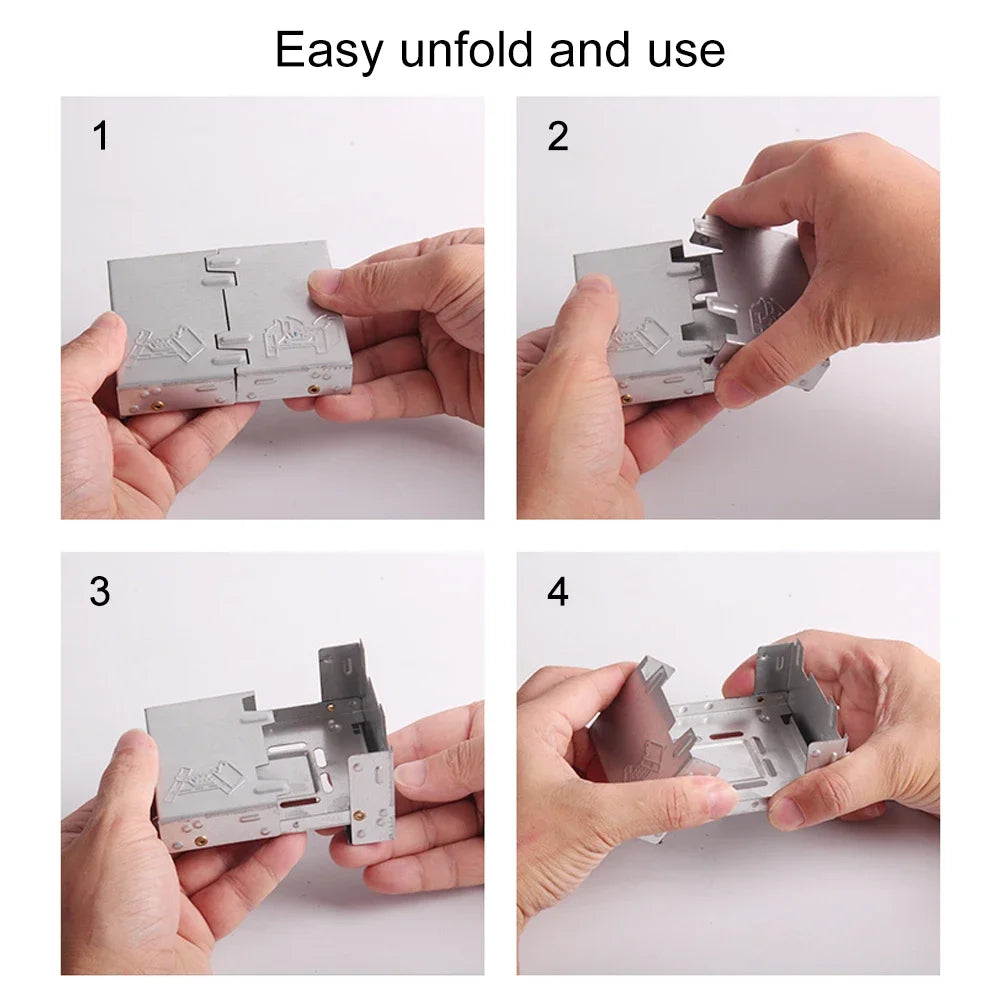 Mini quemador de estufa de Alcohol, cocina de combustible sólida portátil para mochilero, estufa de Camping a prueba de viento para emergencias y barbacoa al aire libre, 1 ud.