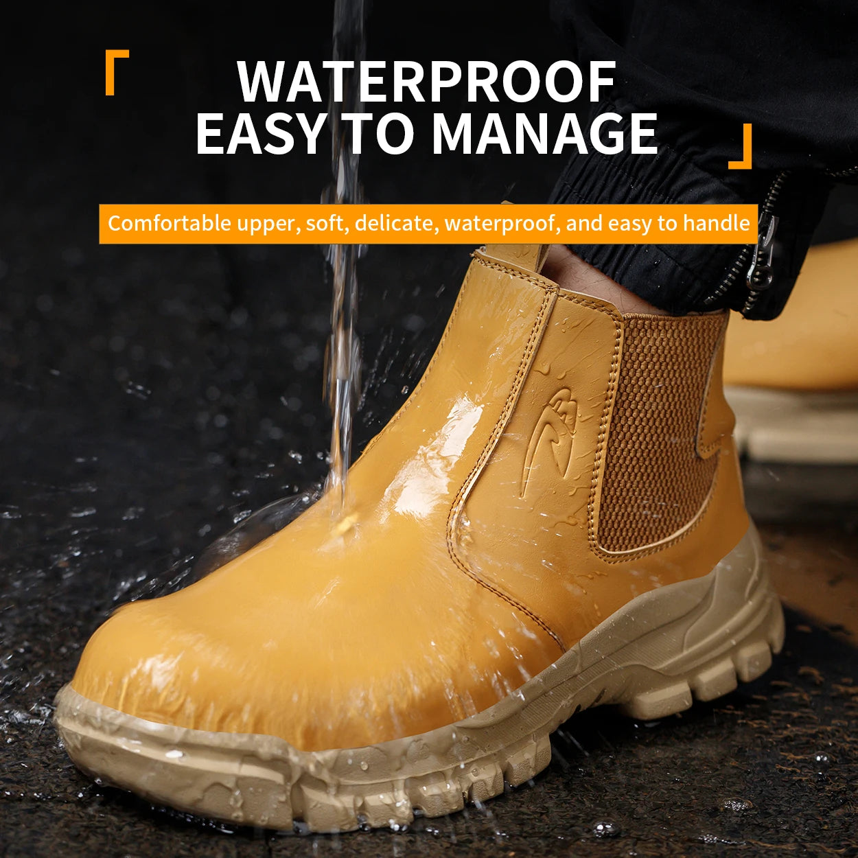 Botas de trabajo de seguridad impermeables para hombre, zapatos con punta de acero, botas protectoras antigolpes y antipinchazos para aventuras al aire libre y senderismo