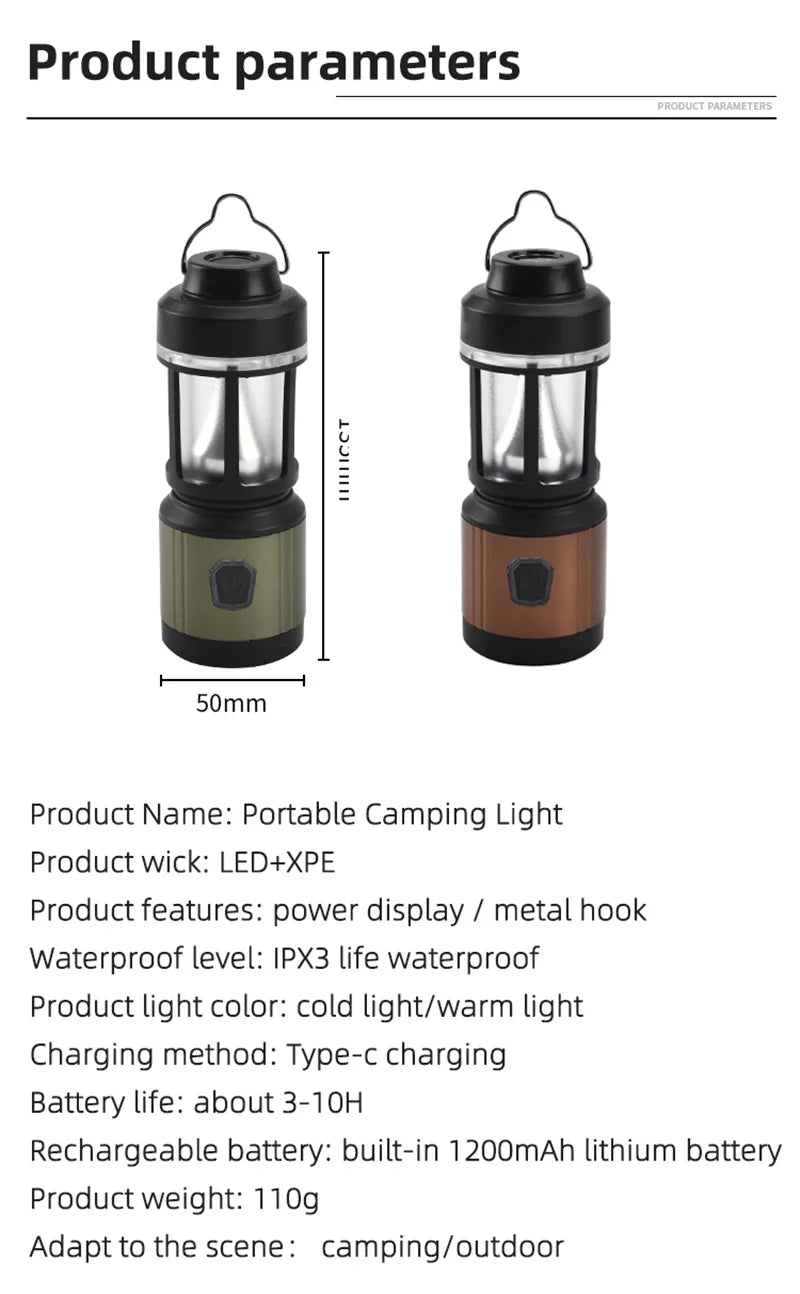 WEST BIKING-luz colgante para tienda de campaña, linternas portátiles para acampar, luz Led recargable por USB, lámpara de campamento para emergencias al aire libre