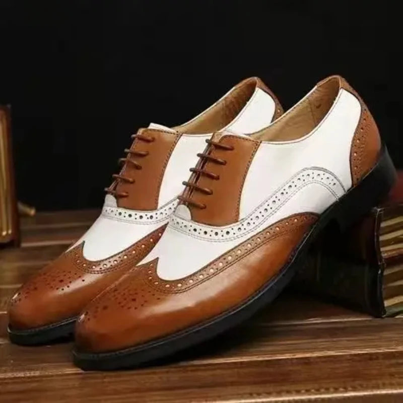 Zapatos de vestir para hombre de colores mezclados, zapatos de cuero Retro para hombre, calzado barroco de negocios para hombre, calzado Oxford informal para hombre Erkek Ayakkabı