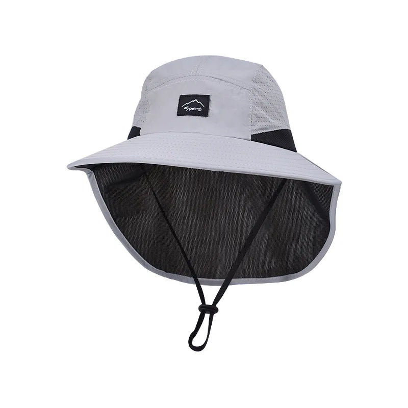 Sombreros de pescador resistentes al agua para hombre, sombrero de cubo de ala ancha transpirable con chal, protección solar UV, senderismo al aire libre, pesca, Verano