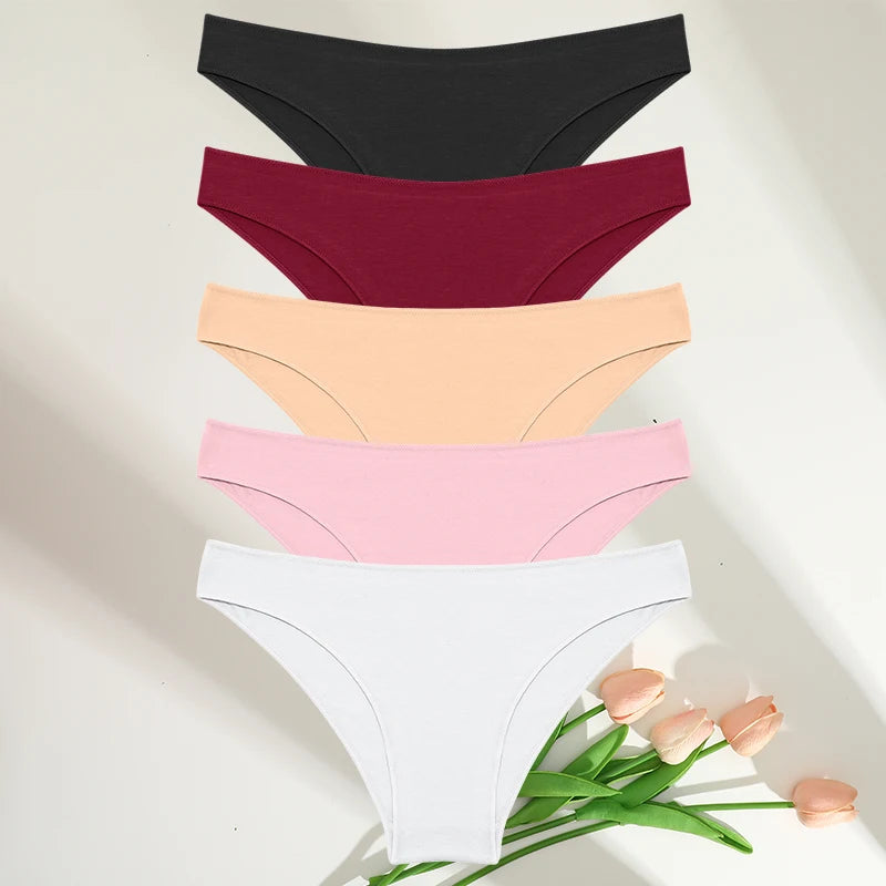 FINETOO-Conjunto de bragas de M-XXL para mujer, lencerÃa de algodón, ropa interior Sexy, 7 colores sólidos