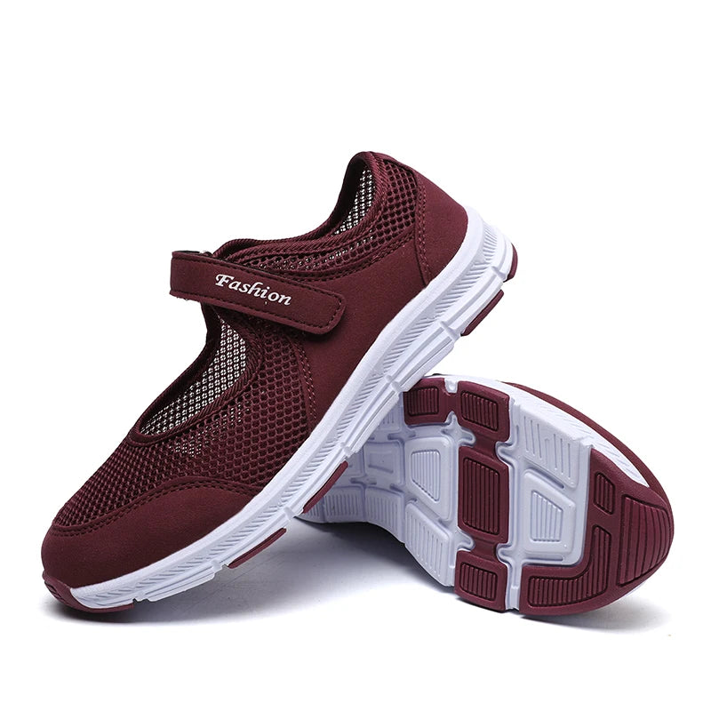 Zapatos vulcanizados transpirables para mujer, zapatillas de deporte de malla transpirable a la moda, zapatos de trabajo informales para caminar, color blanco