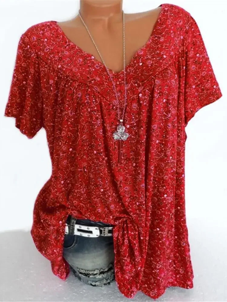 Camiseta holgada sin mangas para mujer, ropa de dormir de casa con cuello en V, Tops con estampado Floral, camisetas informales sexys a la moda para mujer