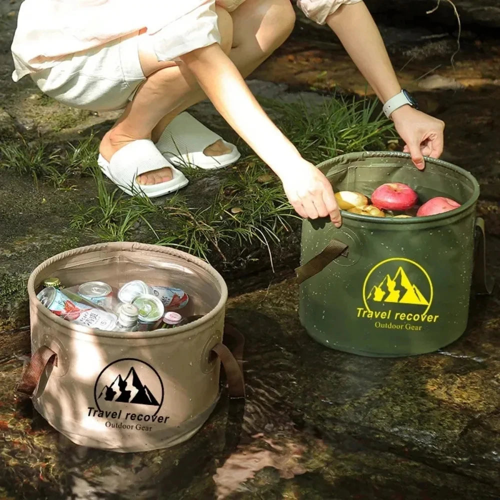 Cubo plegable de 20L, impermeable, plegable, para fregadero de agua, portátil, para viaje, lavabo, Camping, senderismo, pesca, cubo de almacenamiento