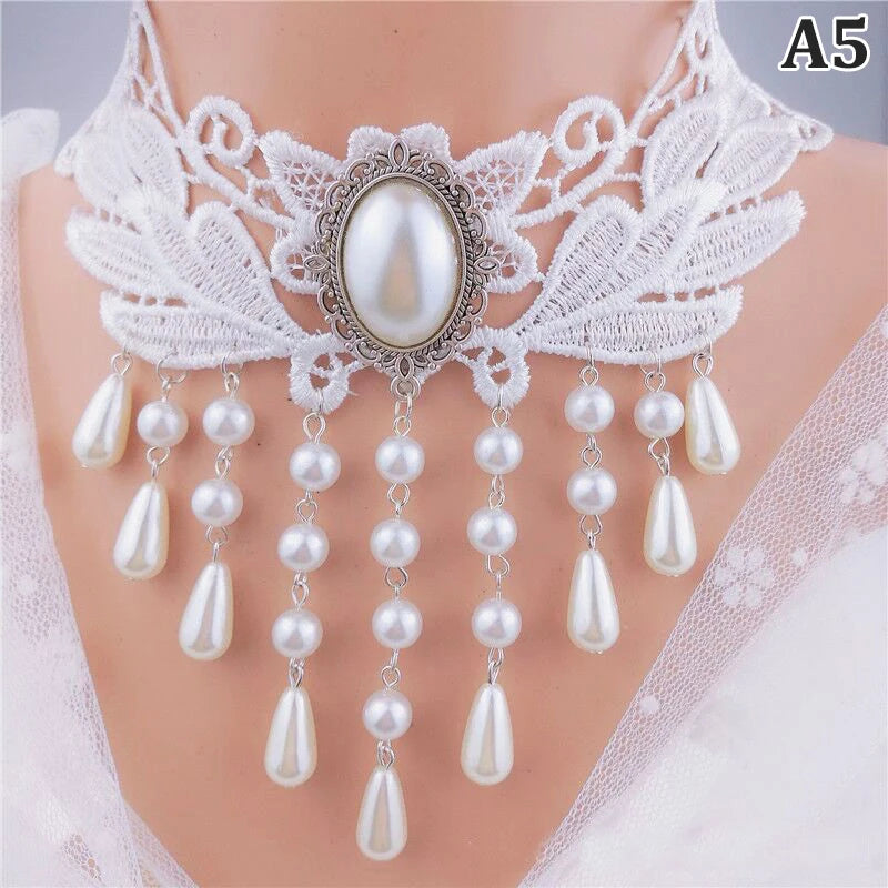 Nuevas gargantillas góticas sexis, gargantilla de cuello de encaje negro de cristal, collar Vintage victoriano para mujer, joyerÃa Steampunk