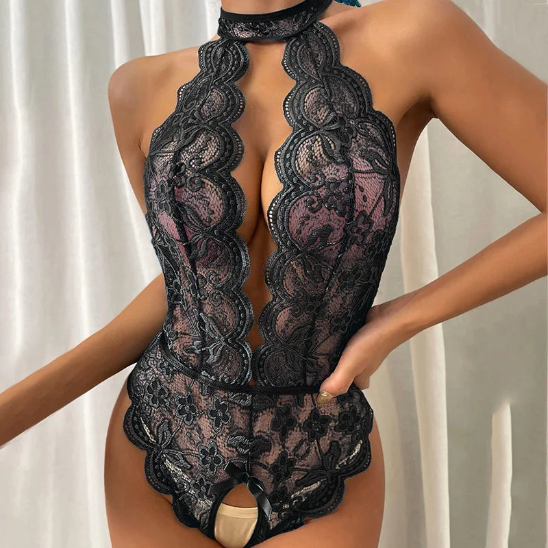 Lenceria erótica Mujer Sexi disfraces Sexy mono sujetador abierto ropa interior sin entrepierna lencerÃa Sexy Babydoll de encaje ropa erótica